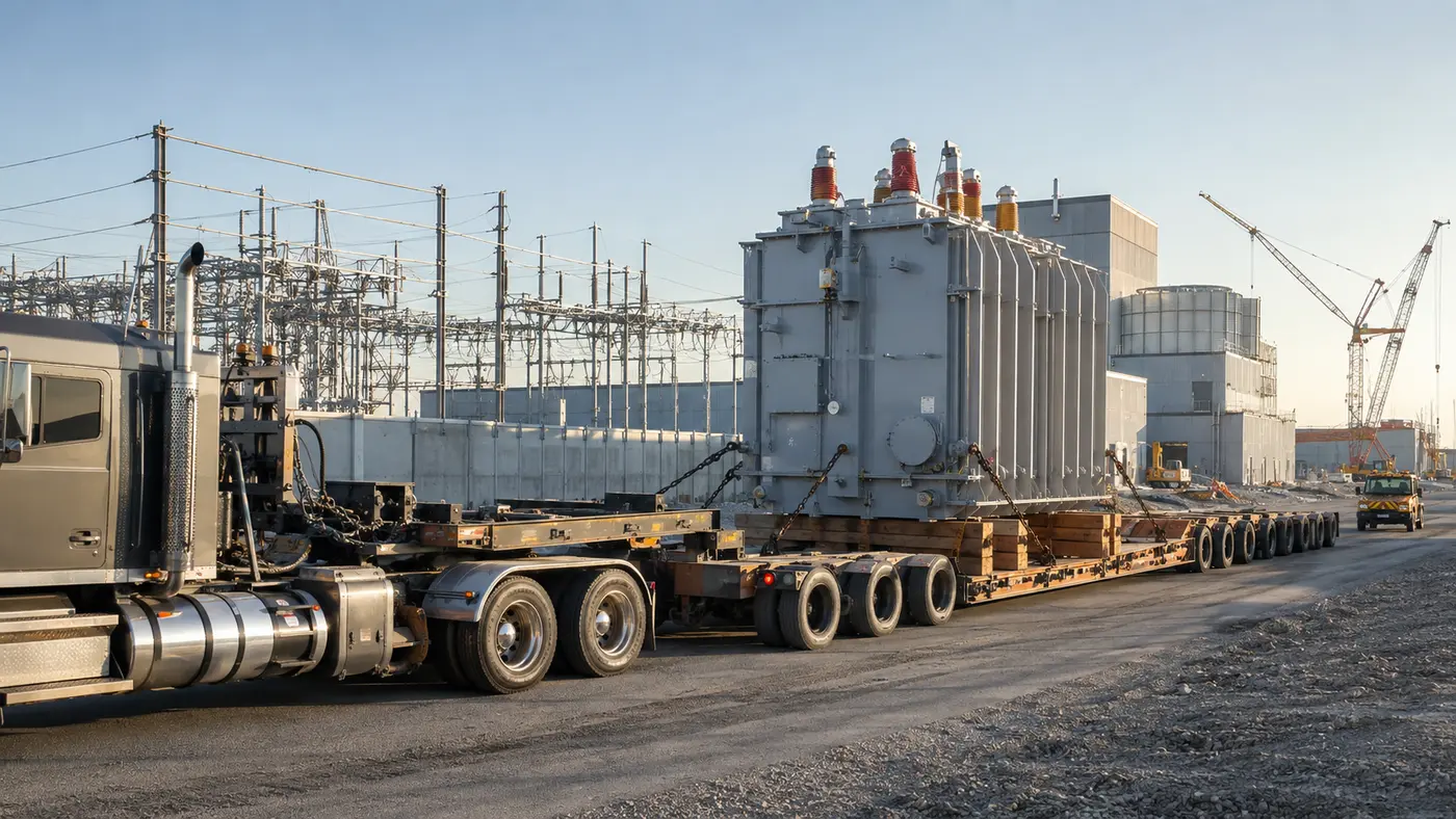Heavy Haul truck transporting AI infrastructure equipment